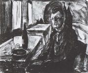 Edvard Munch Winebottle and myself painting